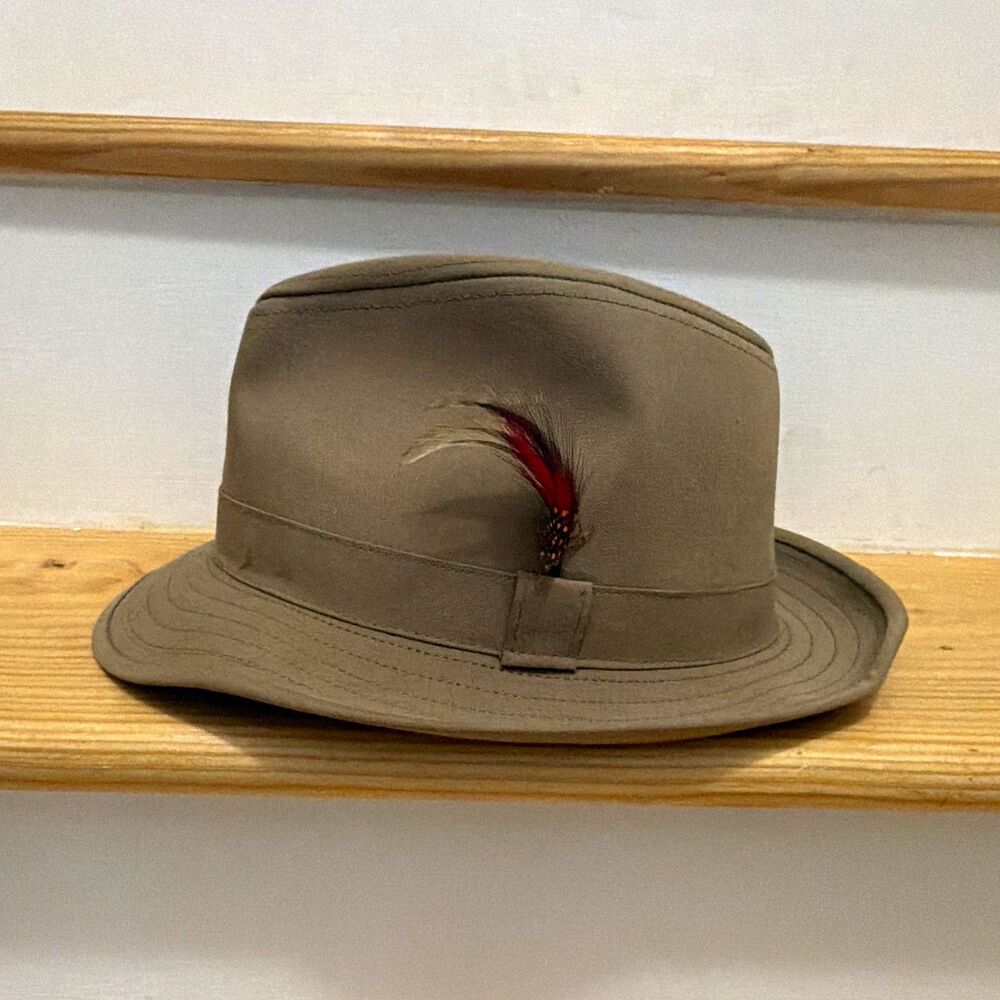 Park Royal Hats Brown Fedora Hat XXL Cotton/Polyester Solid Feather Accent